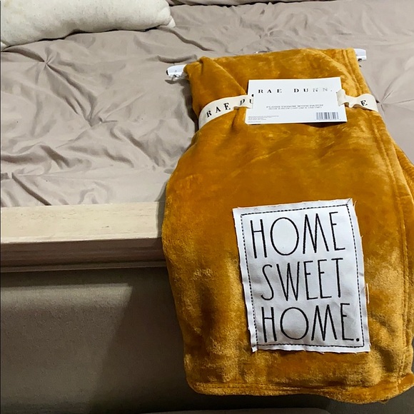 Rae Dunn Other - NWT Rae Dunn mustard plush throw “home sweet home”